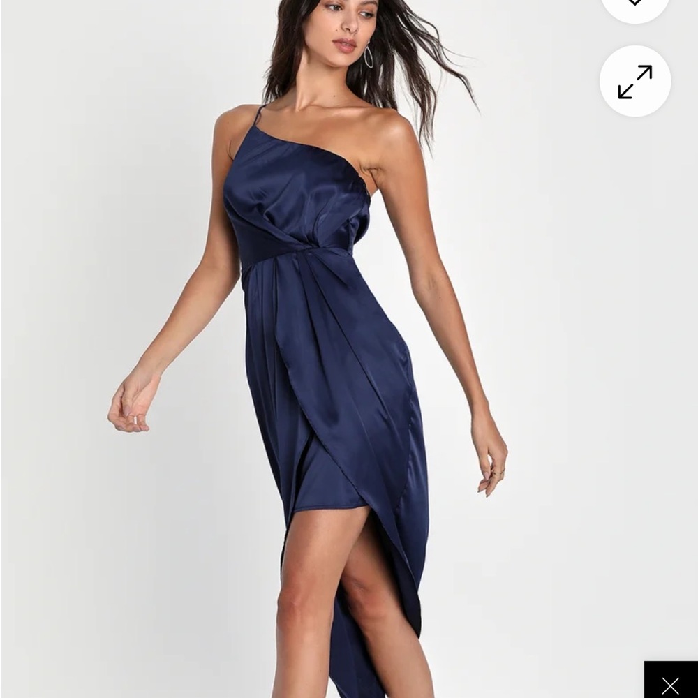 Lulus Navy Blue One-Shoulder Dress NWT